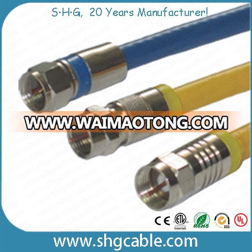 F Compression Connector for RF Coaxial Cable Rg59 RG6 Rg11